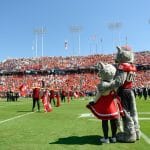 Mr. and Ms. Wuf share a moment at Carter Finely Stadium.