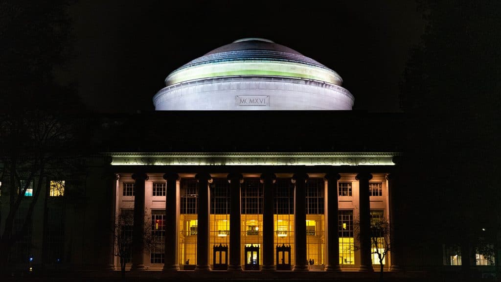 The Great Dome at MIT at night.