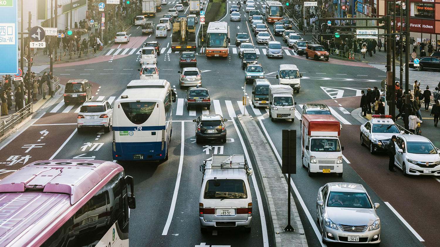 busy traffic intersection in a city