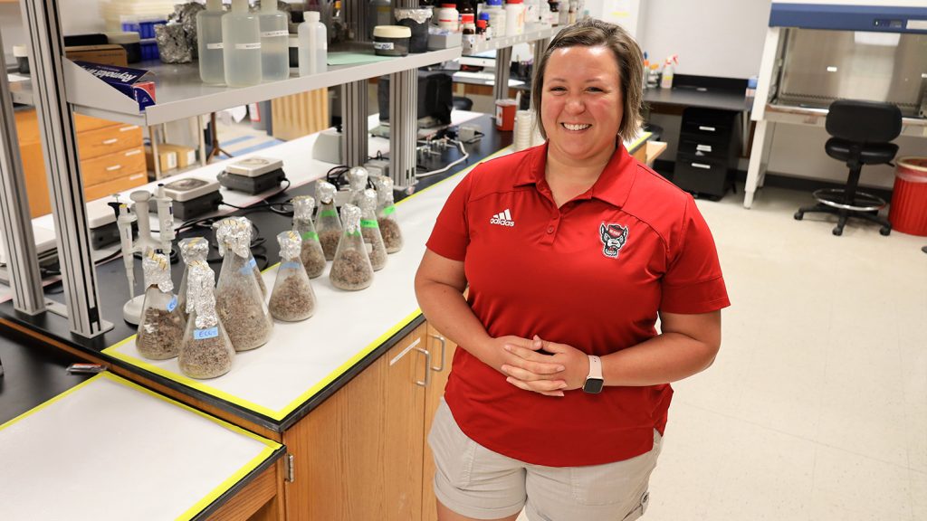 Merrick in a lab at NC State.