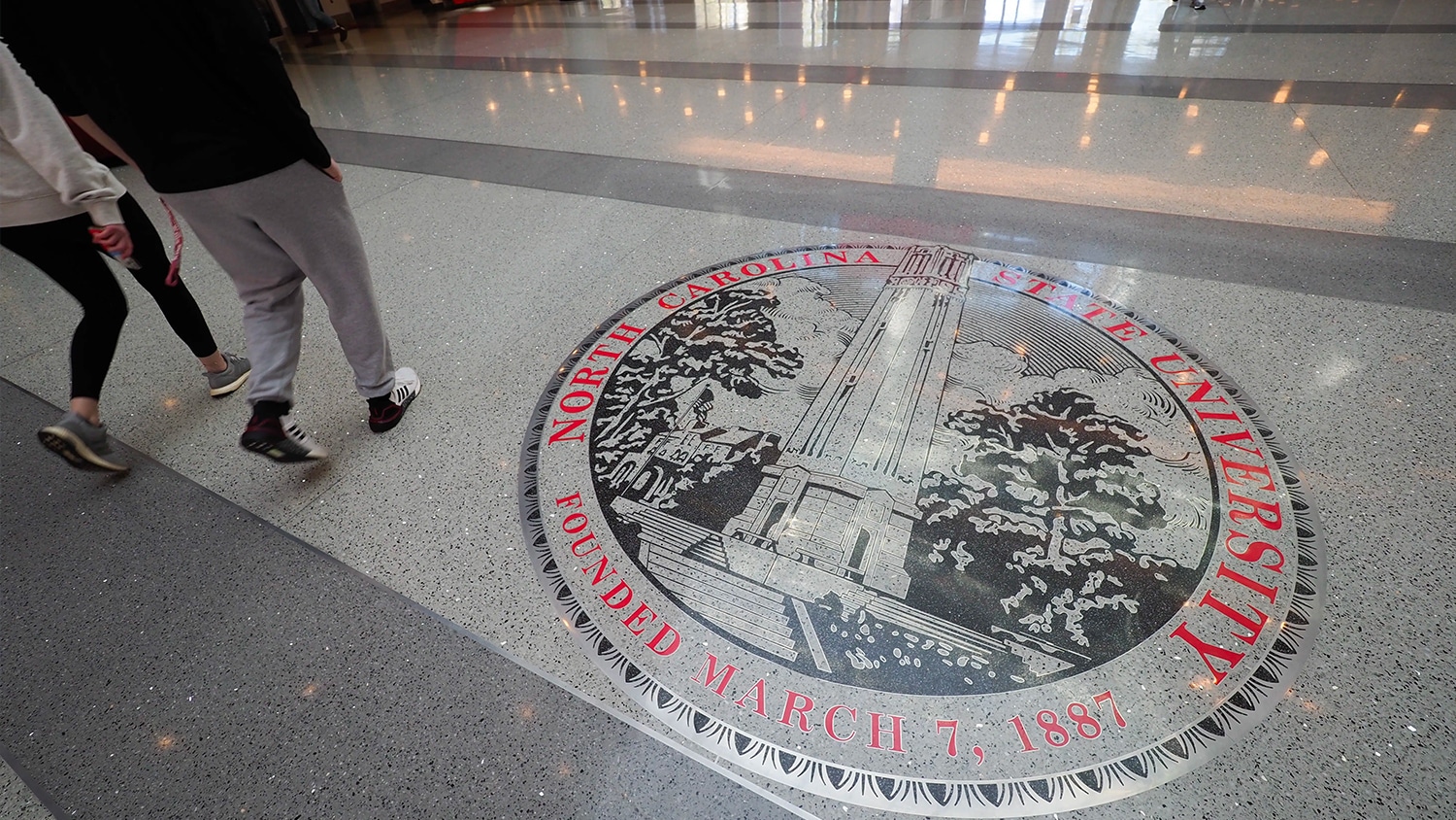 NC State seal at Talley Student Union