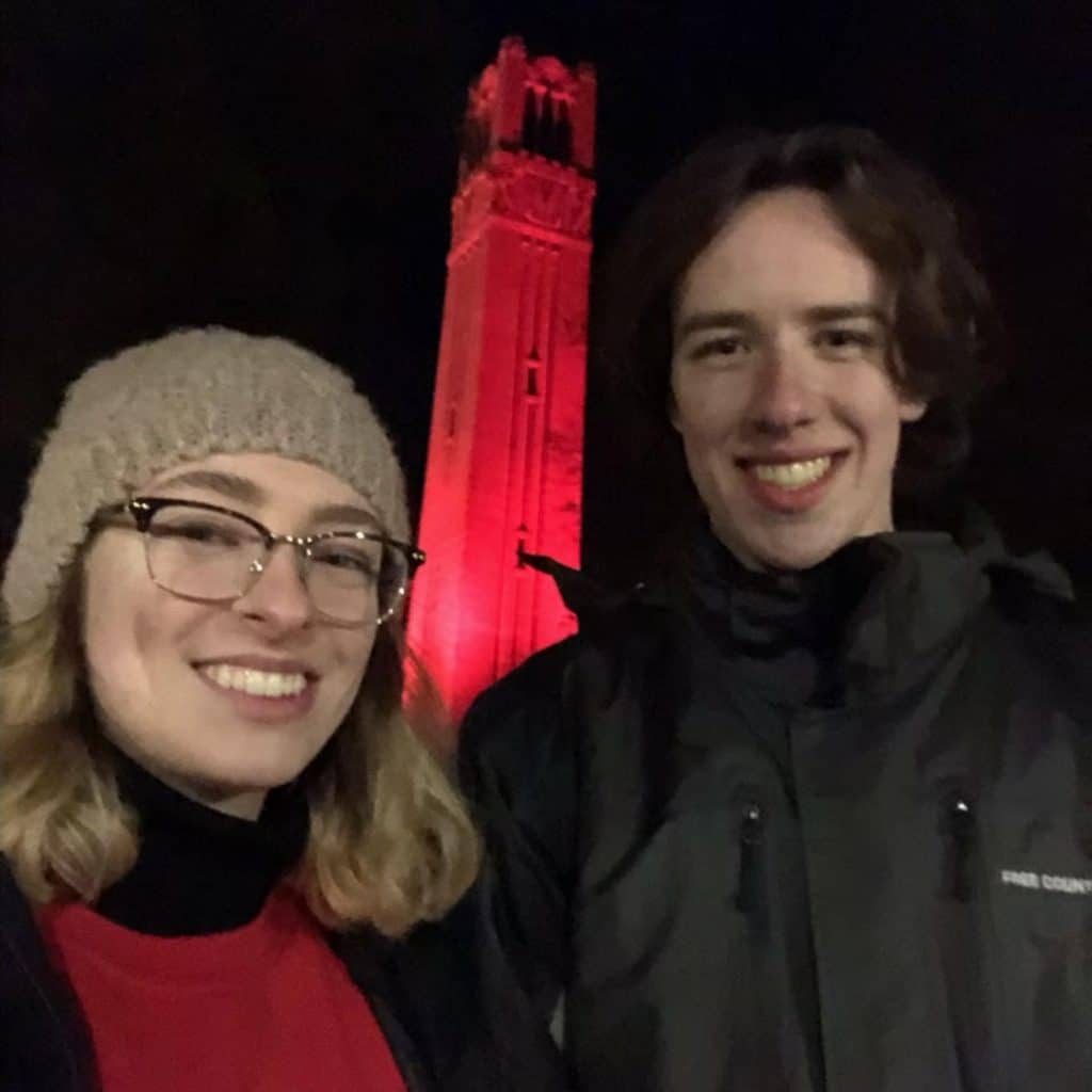 Seth and Adah Freeman below the Belltower.