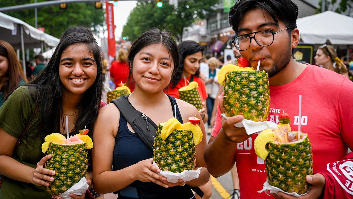 Students enjoyed refreshments from dozens of vendors, including a popular pineapple drink.