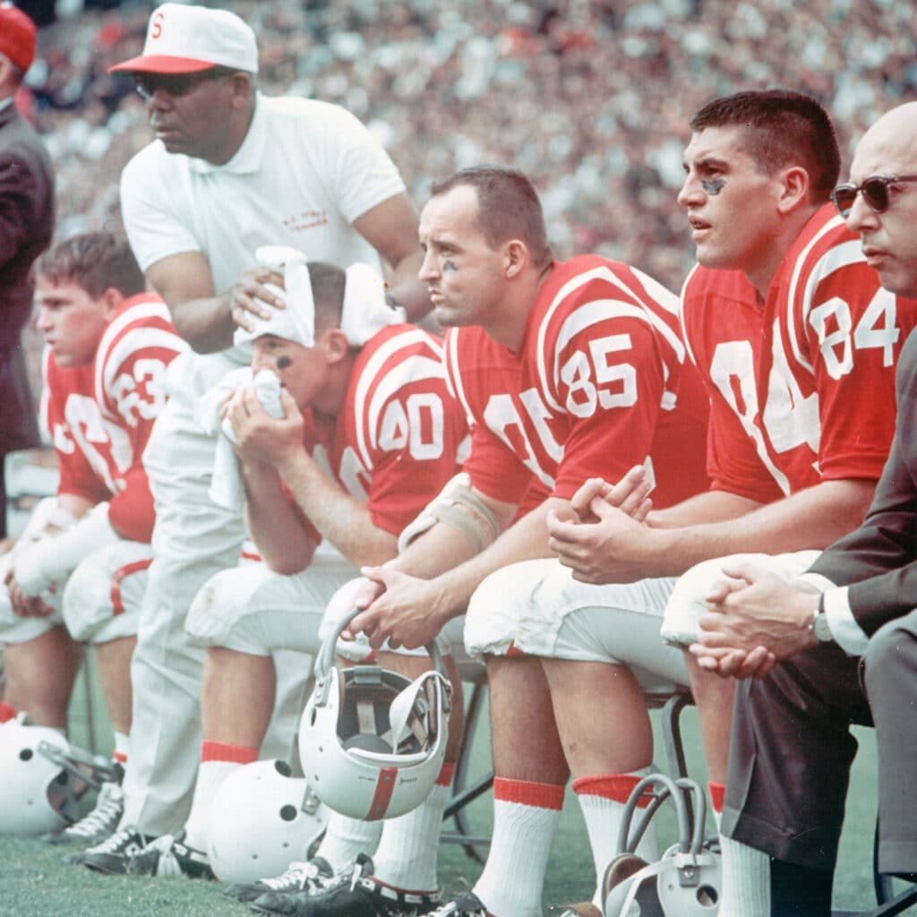 Chester Grant on the sidelines of a football game, circa 1970.