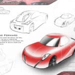 Autodesk sketch of a red sports car.