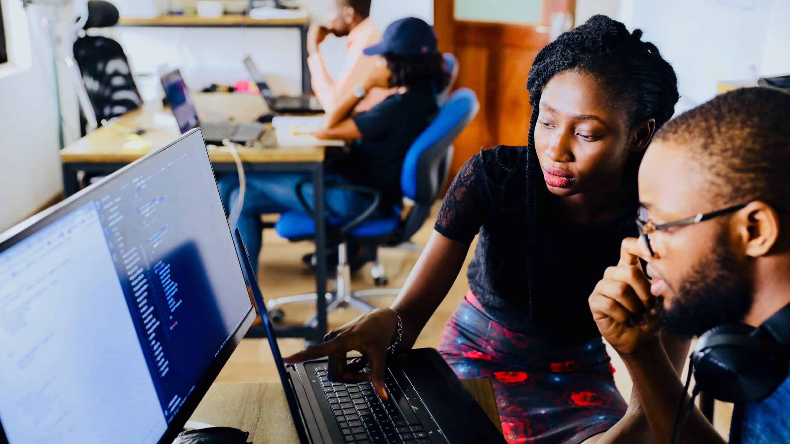 Students using computers