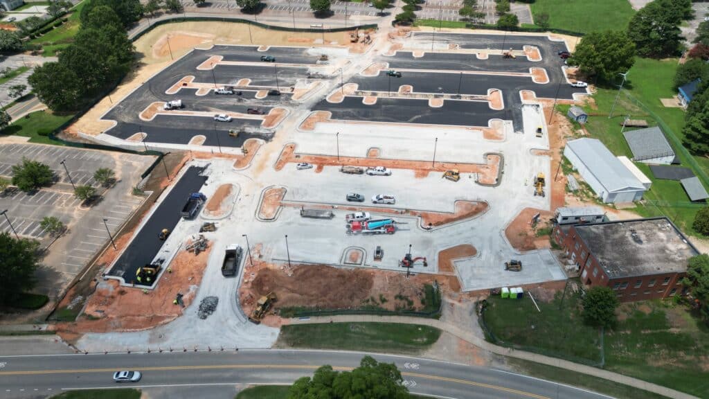 This photo, taken on July 27, shows work being done on the Varsity Drive parking lot expansion.