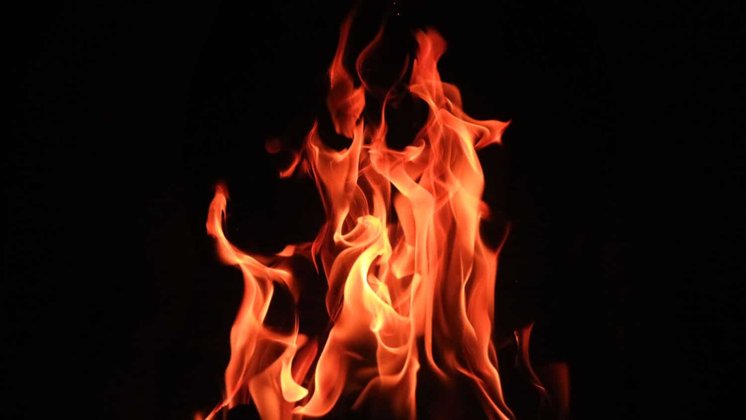 photo shows flames in front of a black backdrop