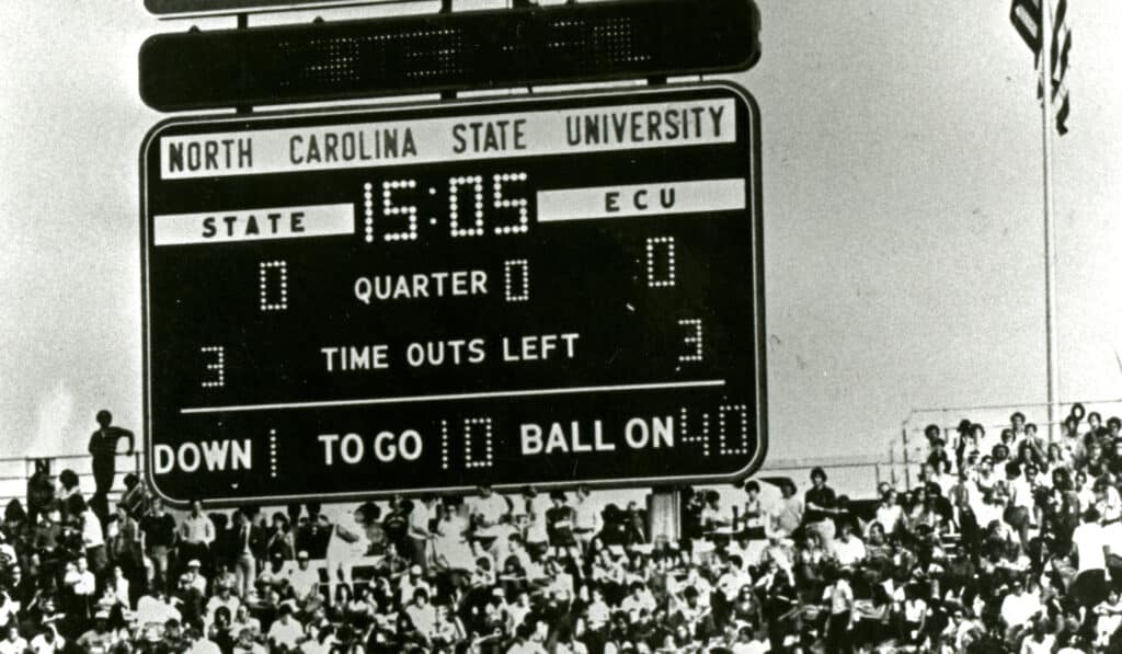 The scoreboard in the 1970s