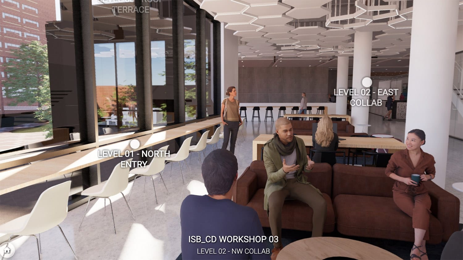 Screenshot from the virtual tour of the Integrative Sciences Buildings.