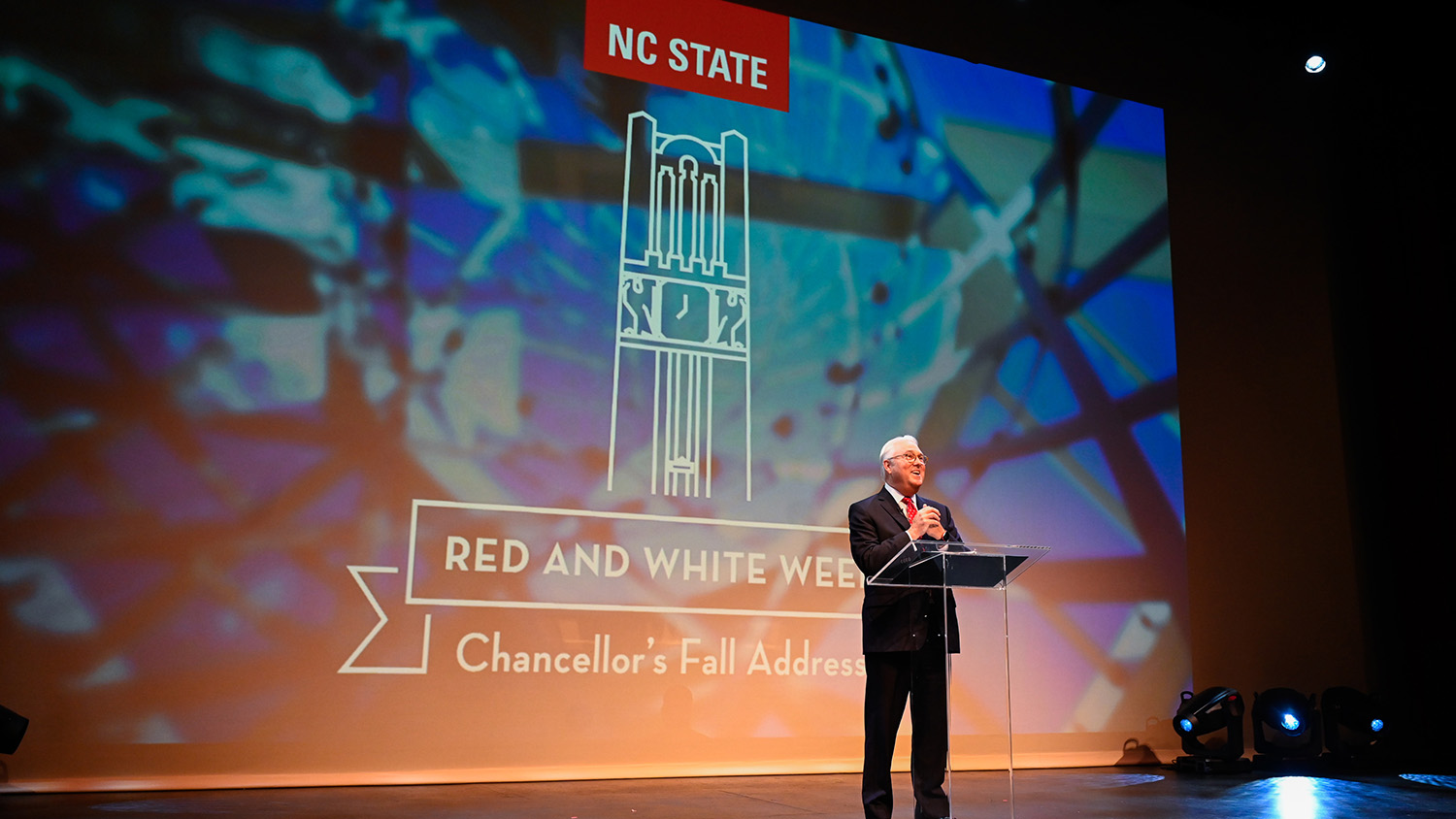 Chancellor Randy Woodson delivers this "state of NC State" address on Oct. 23, 2023.