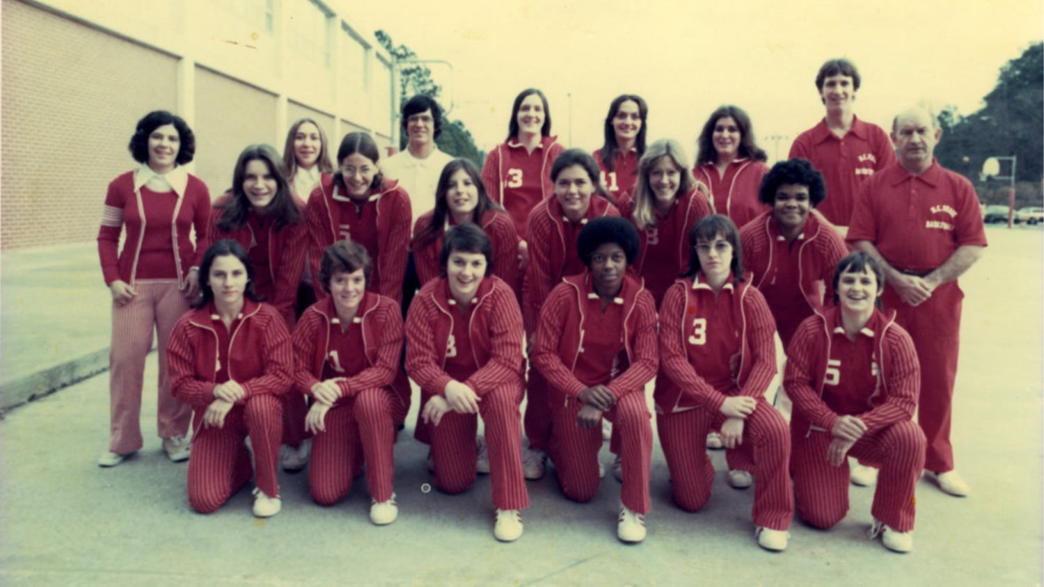 A group photo of the 1974-75 NC State Women's Basketball Team