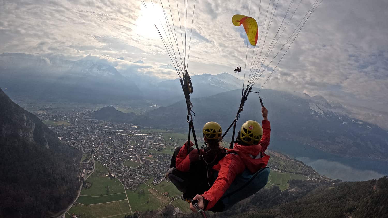 An NC State student studying abroad enjoys a guided paragliding outing over Switzerland.