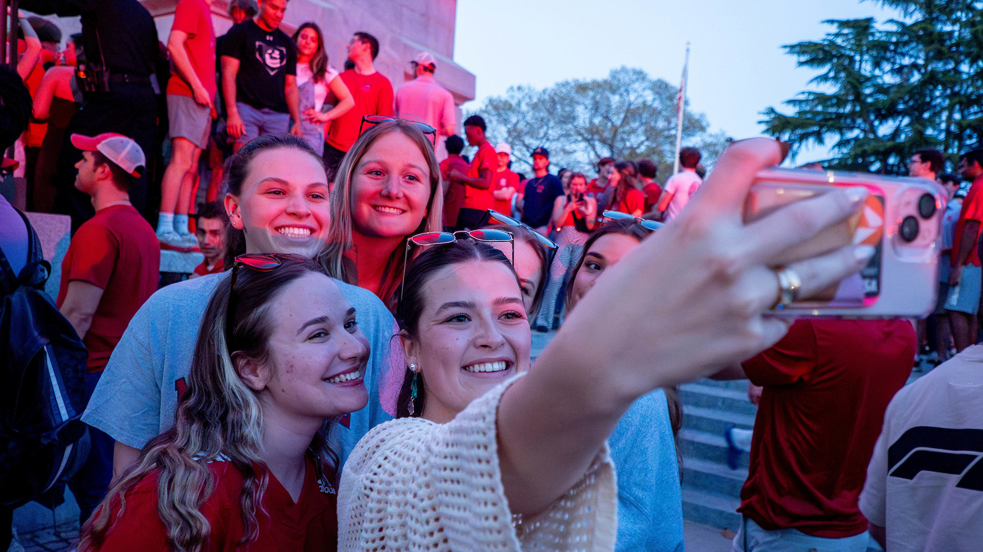 With the Wolfpack men's and women's basketball teams scoring major 2024 NCAA Championships wins, crowds of fans gathered to celebrate at the Memorial Belltower.