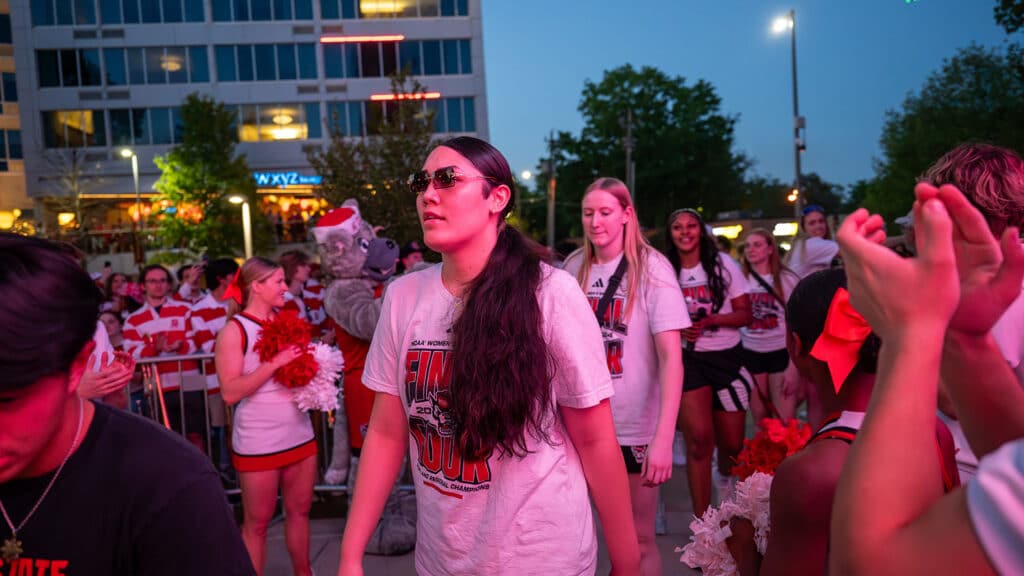 NC State's women's basketball team makes a triumphant return back to campus after their impressive NCAA Championship run comes to a close.
