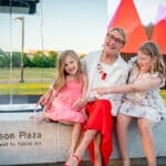 Susan Woodson and family celebrate the dedication of the Susan Woodson Plaza at Centennial Campus.