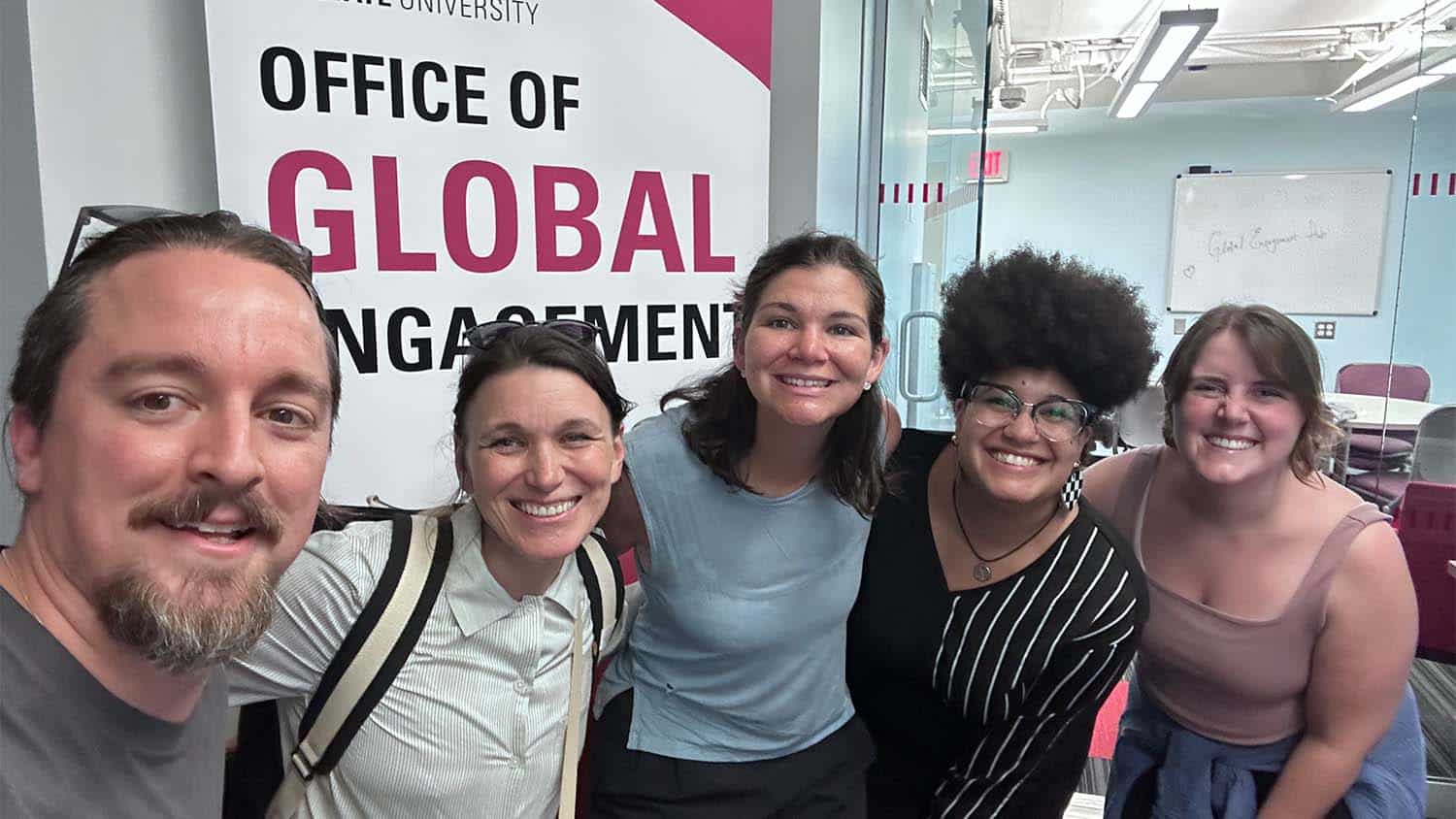 Anaël Symůnková with her colleagues from main campus at the Office of Global Engagement