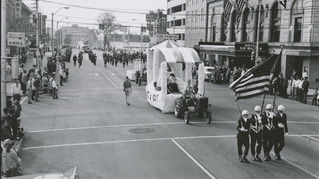 Homecoming parade in downtown Raleigh, circa 1962