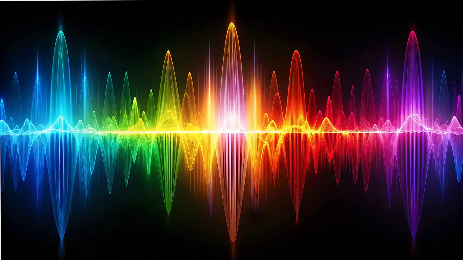 AI-generated image of colorful sound waves.