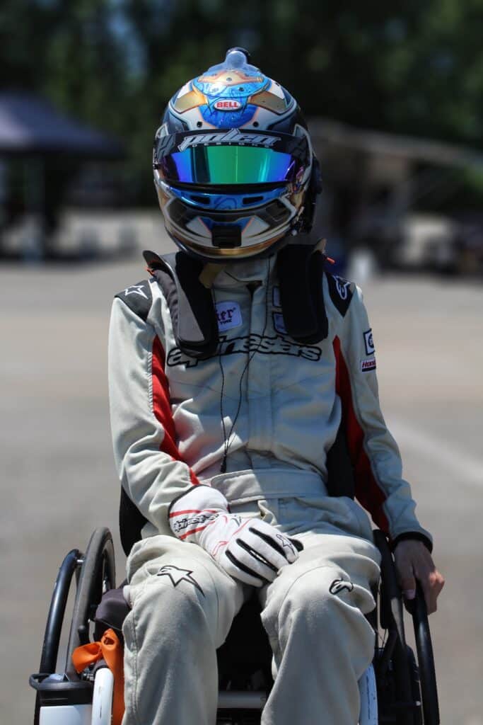 Fenderson decked out in racing gear