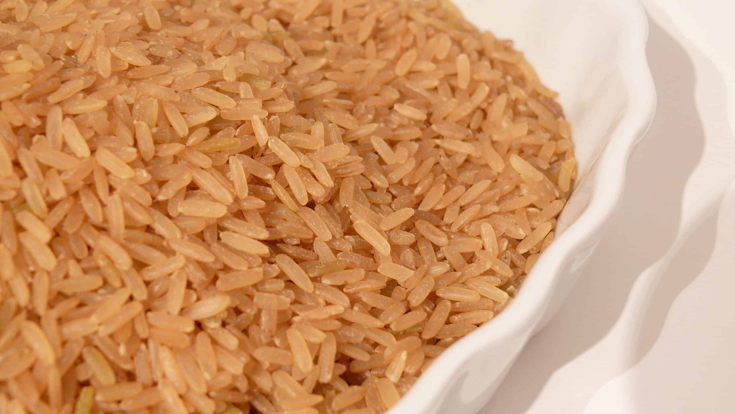 Brown rice on a plate.
