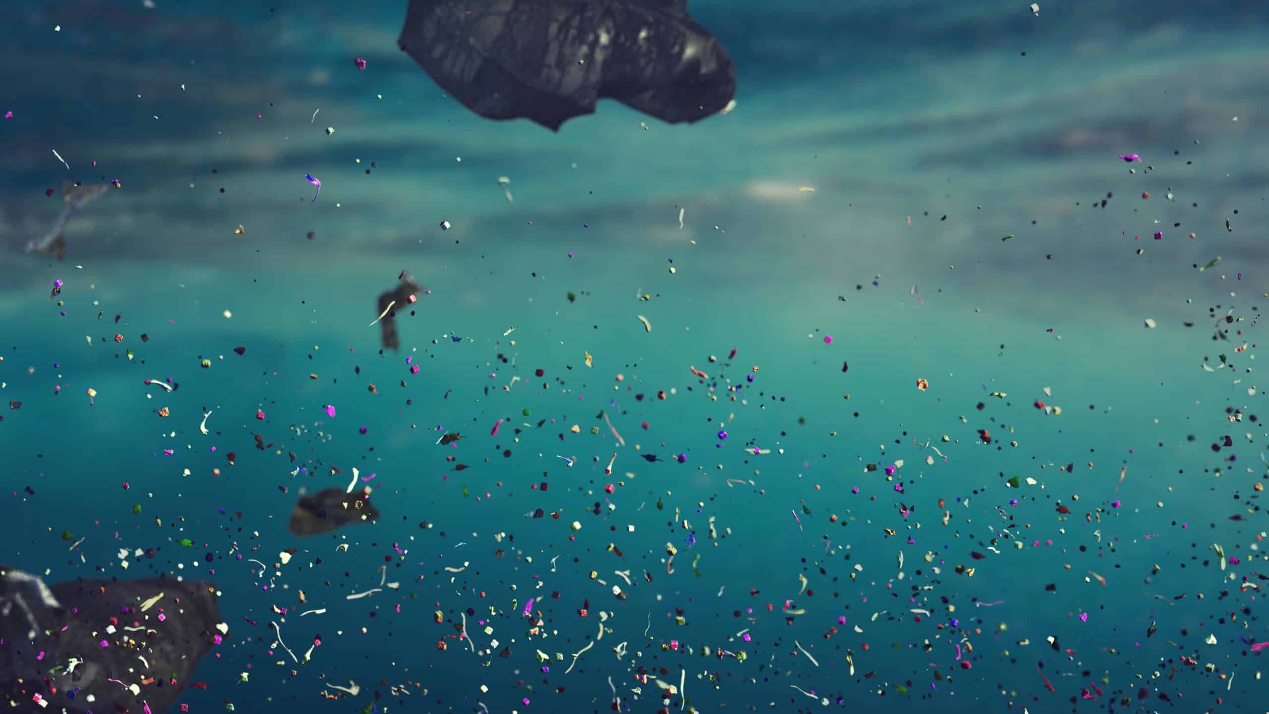An image of microplastics in water.