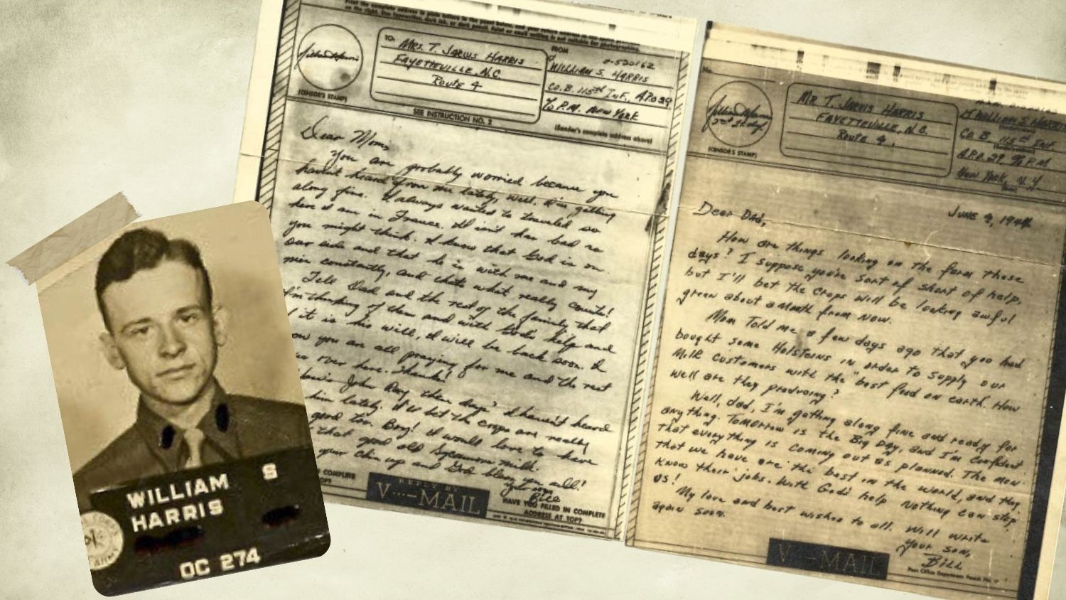 vintage handwritten letter and male student photo